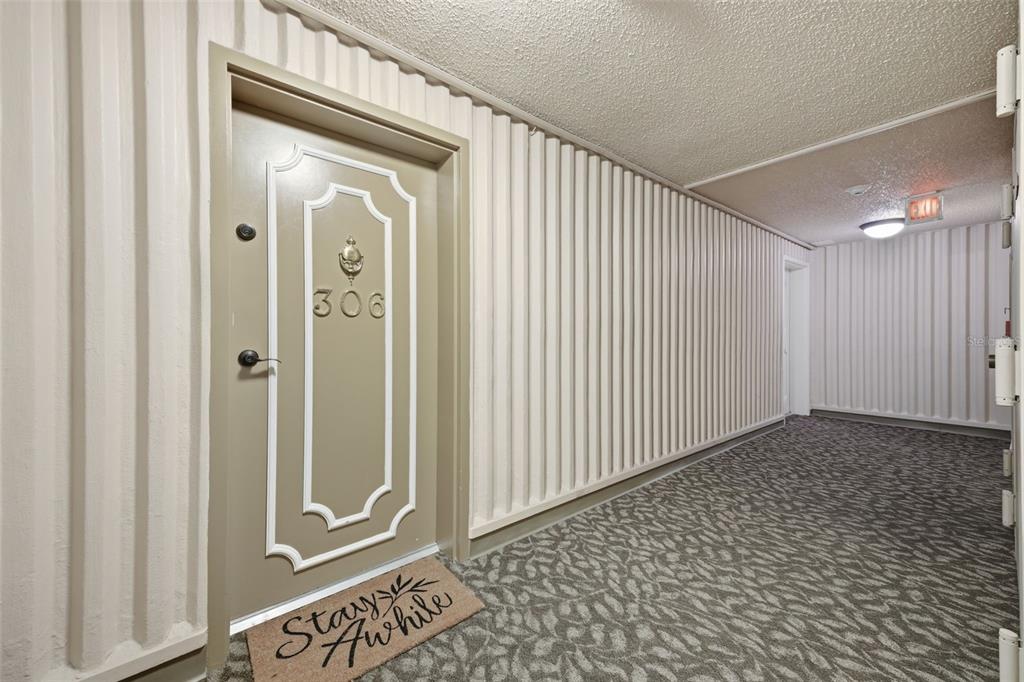 A beige apartment door numbered 306 sits in a hallway with vertical wall paneling — 4141 BAYSHORE BOULEVARD UNIT 306, TAMPA, FL
