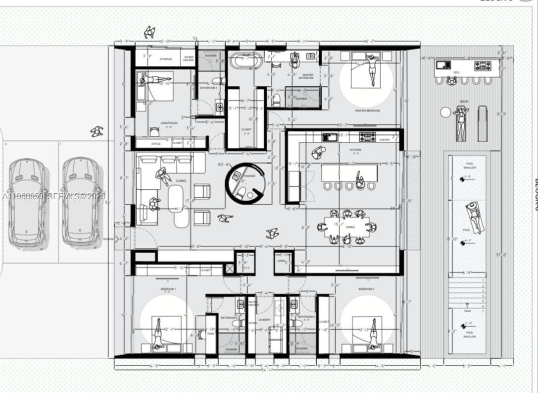 This floor plan shows a residential layout with four bedrooms, a pool, and a garage — 235 NE 46th St, Miami FL 33137, MIAMI, FL