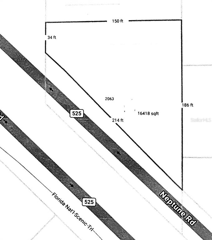 This is a property survey map showing the dimensions and square footage of a lot — 2063 NEPTUNE ROAD, KISSIMMEE, FL