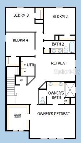 This is a floor plan for the second story of a four-bedroom residential home — 3387 YELLOW CASSIA DRIVE, WESLEY CHAPEL, FL