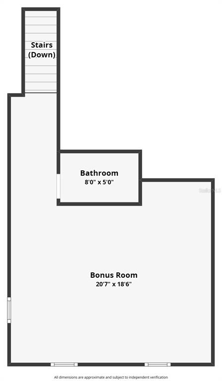 This floor plan shows a bonus room, a bathroom, and a staircase leading down — 477 LUNA BELLA LANE, NEW SMYRNA BEACH, FL