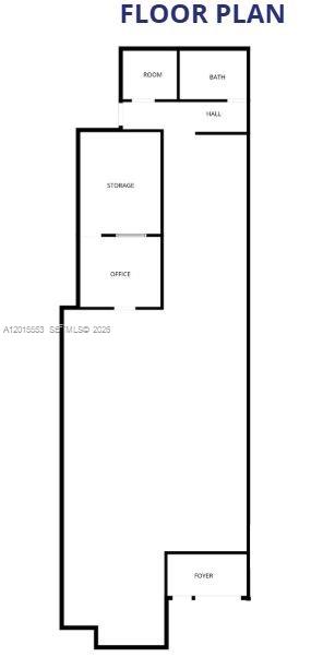 This is a floor plan showing a foyer, office, storage area, hall, room, and bathroom — 5750 Okeechobee Blvd, FL 33417, FL