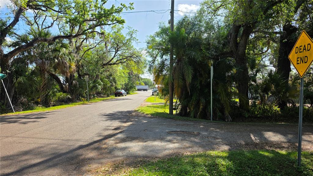 A paved road leads toward a dead end sign surrounded by trees and vegetation — 2319 S 50TH STREET, TAMPA, FL
