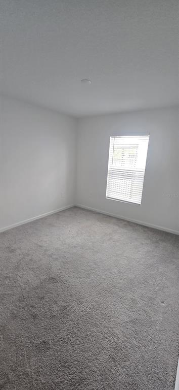 An empty bedroom features white walls, gray carpet, and a single window with blinds — 5034 BARNET DRIVE, DAVENPORT, FL