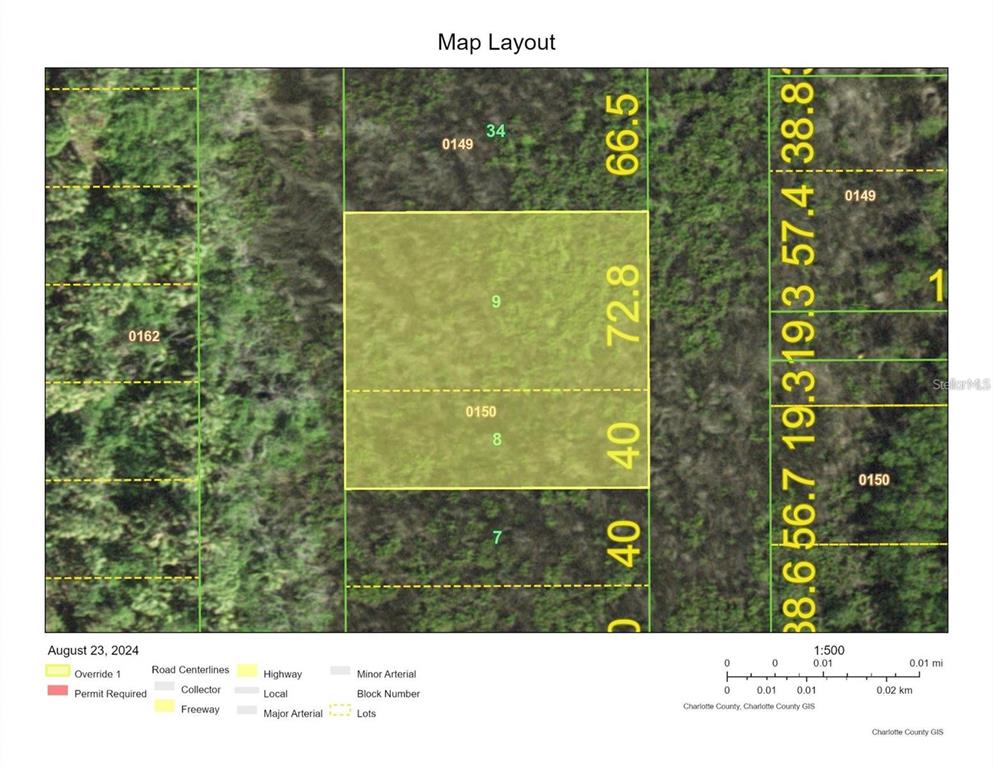 This is a map layout showing property lot lines and dimensions for a specific area — 2049 SORRENTO DRIVE, PUNTA GORDA, FL