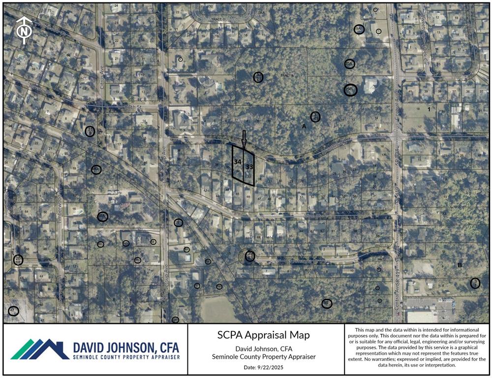 This is a property appraisal map showing parcel boundaries and lot numbers in a neighborhood — 158 W MAGNOLIA STREET, OVIEDO, FL