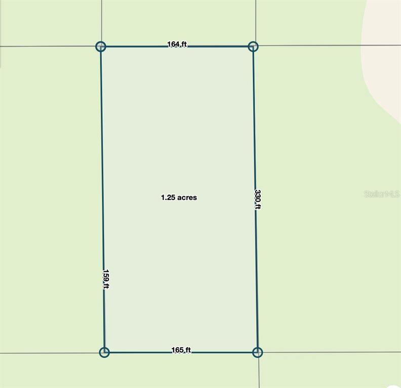 This is a map showing the dimensions and acreage of a rectangular plot of land — POLK CITY, POLK CITY, FL