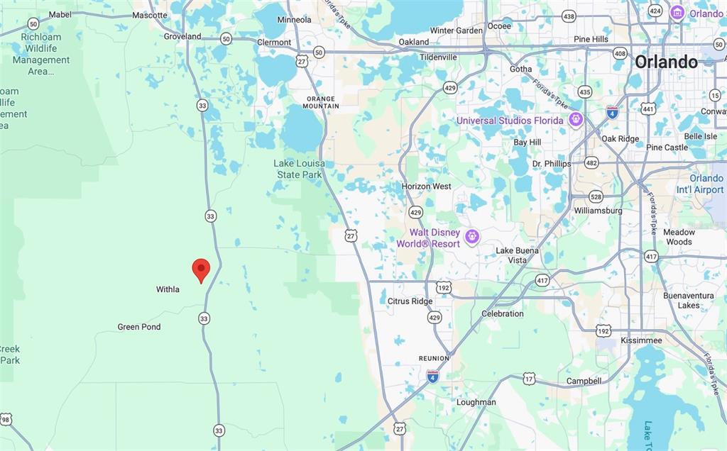 This is a map showing the location of a property west of Orlando, Florida — POLK CITY, POLK CITY, FL