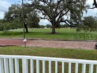 A view from a porch looking out at a brick street and a grassy park — 3110 N MASSACHUSETTS AVENUE, TAMPA, FL
