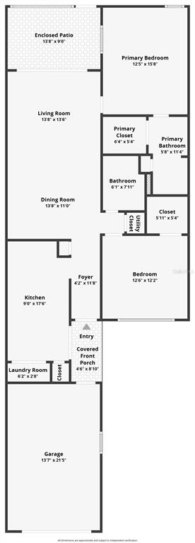 This is a floor plan showing the layout of a house with a garage and patio — 1016 SHERRYWOOD STREET, CASSELBERRY, FL