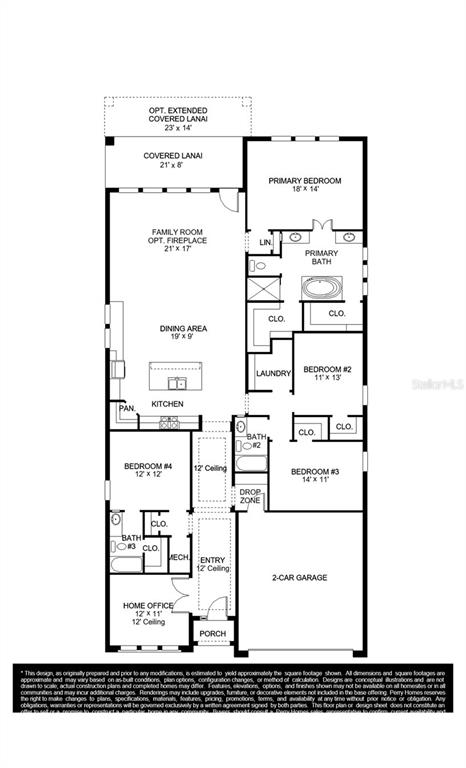 This is a floor plan for a single-story home featuring four bedrooms and a garage — 293 HOLLY BANK AVENUE, NOKOMIS, FL