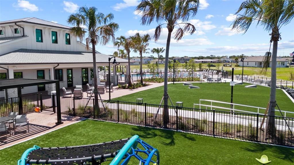 An outdoor community area features a playground, artificial turf, a swimming pool, and a clubhouse — 293 HOLLY BANK AVENUE, NOKOMIS, FL