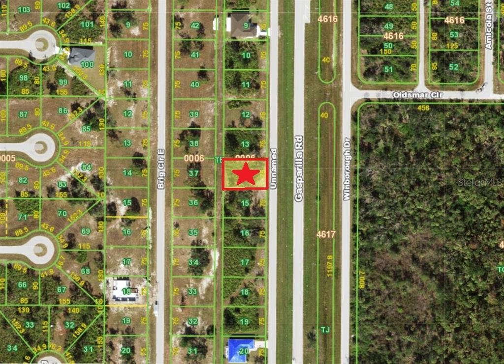 A vacant, grassy lot with trees and shrubs borders a paved road under a cloudy sky — 10225 GASPARILLA ROAD, PLACIDA, FL