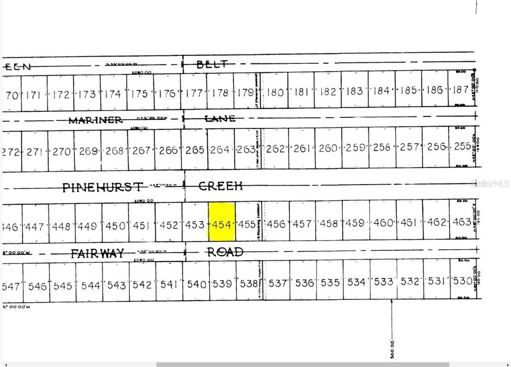 This is a plat map showing a grid of numbered land parcels along several streets — 85 FAIRWAY ROAD, ROTONDA WEST, FL