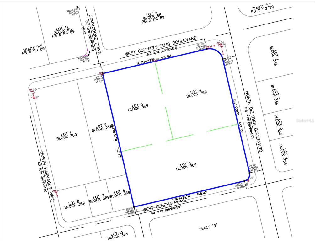 This is a survey map showing the property boundaries of a lot in a subdivision — 8808 N DELTONA BOULEVARD, CITRUS SPRINGS, FL