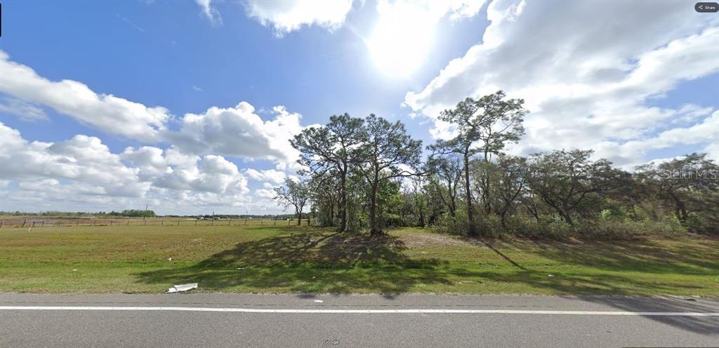 A grassy, vacant lot features a cluster of trees under a bright, cloudy sky — COMMONWEALTH AVE N, POLK CITY, FL