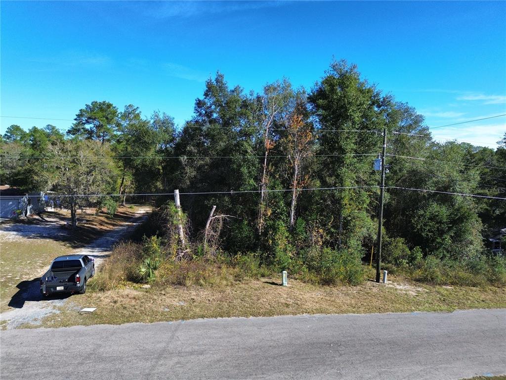 An elevated view shows a vacant, wooded lot next to a paved road and driveway — 0 SE 178TH AVENUE, SILVER SPRINGS, FL