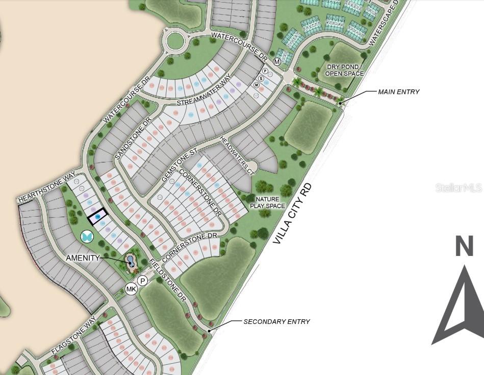 This is a site map showing the layout of a residential community with streets and lots — 7425 FIELDSTONE DRIVE, GROVELAND, FL