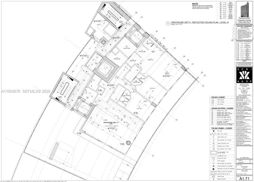 This is a reflected ceiling plan for a penthouse unit on level 41 — 2020 N Bayshore Dr # 4104, Miami FL 33137, MIAMI, FL