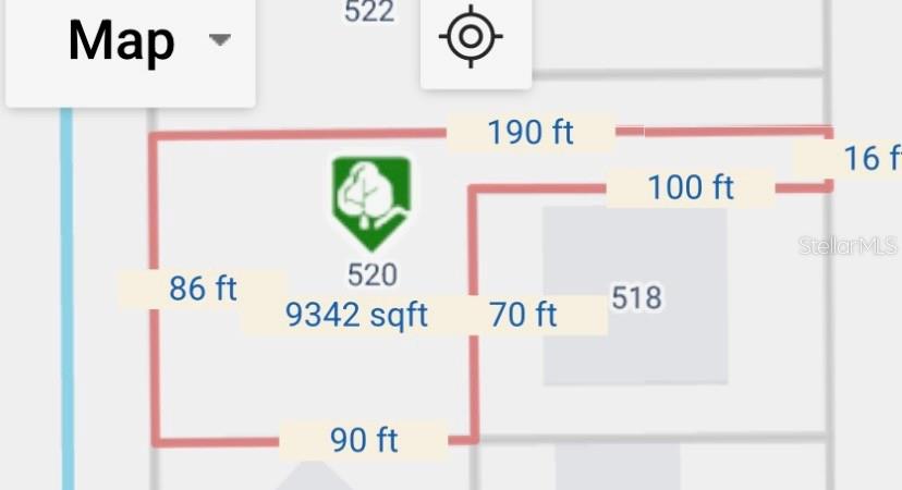 This is a map showing the property boundaries and dimensions of a 9,342 square foot lot — 520 KOALA DRIVE, KISSIMMEE, FL