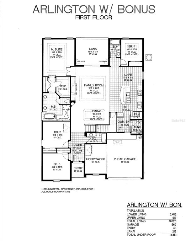 This is a floor plan for the first level of a house named Arlington — 17350 WILD DAISY DRIVE, WINTER GARDEN, FL