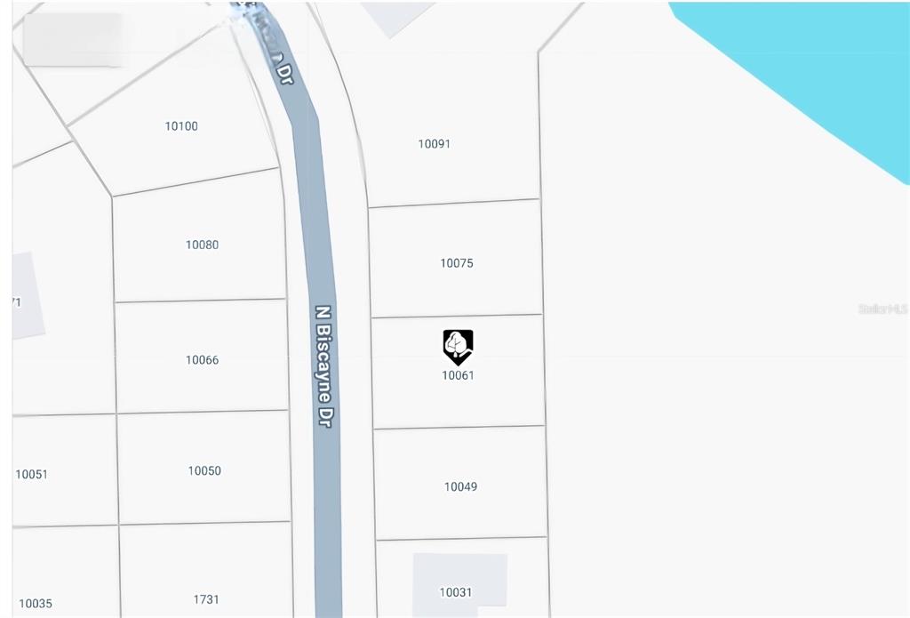 This is a map showing property lot lines and addresses along a street — 10061 N BISCAYNE DRIVE, CITRUS SPRINGS, FL