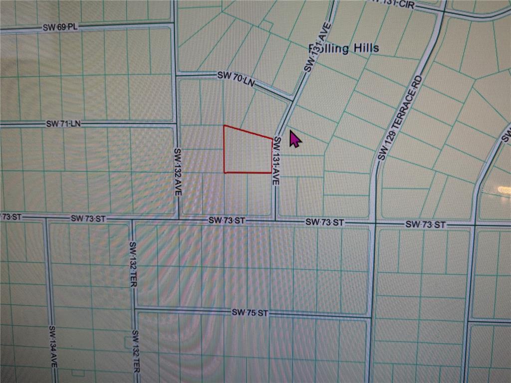 This is a map showing a highlighted parcel of land located along SW 131 Ave — 00 SW 131 AVENUE, OCALA, FL