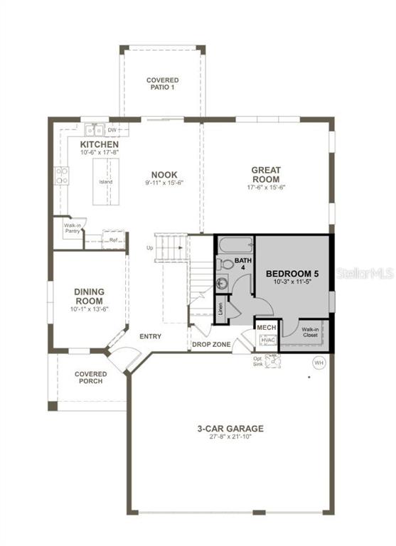 This is a floor plan for the first level of a house with a garage — 2012 HAMMOCK TRACE DRIVE, PARRISH, FL