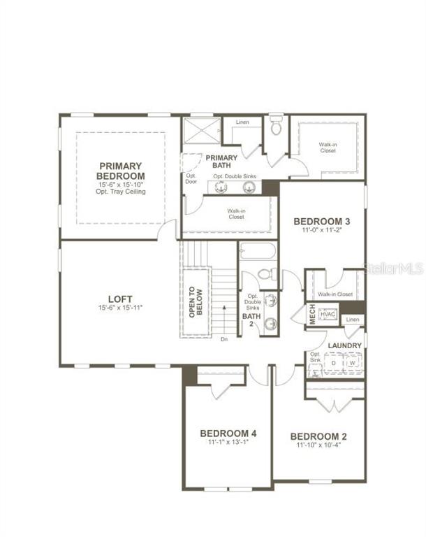 This is a floor plan of a second-story residential layout featuring four bedrooms and a loft — 2012 HAMMOCK TRACE DRIVE, PARRISH, FL