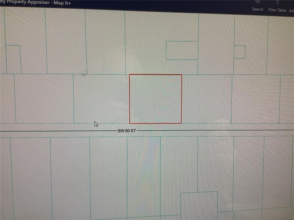 This is a digital map showing a property parcel highlighted in red along a street — 0 80 STREET, DUNNELLON, FL