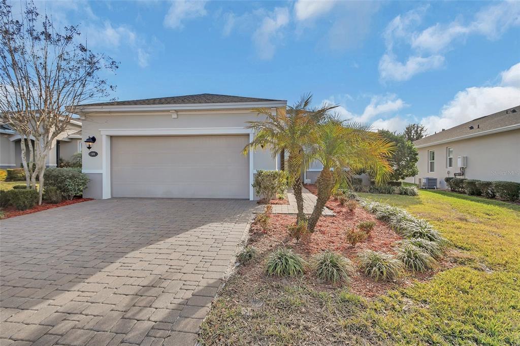 A single-story house with a paved driveway, a two-car garage, and a small palm tree — 509 ADENMORE TERRACE, DELAND, FL