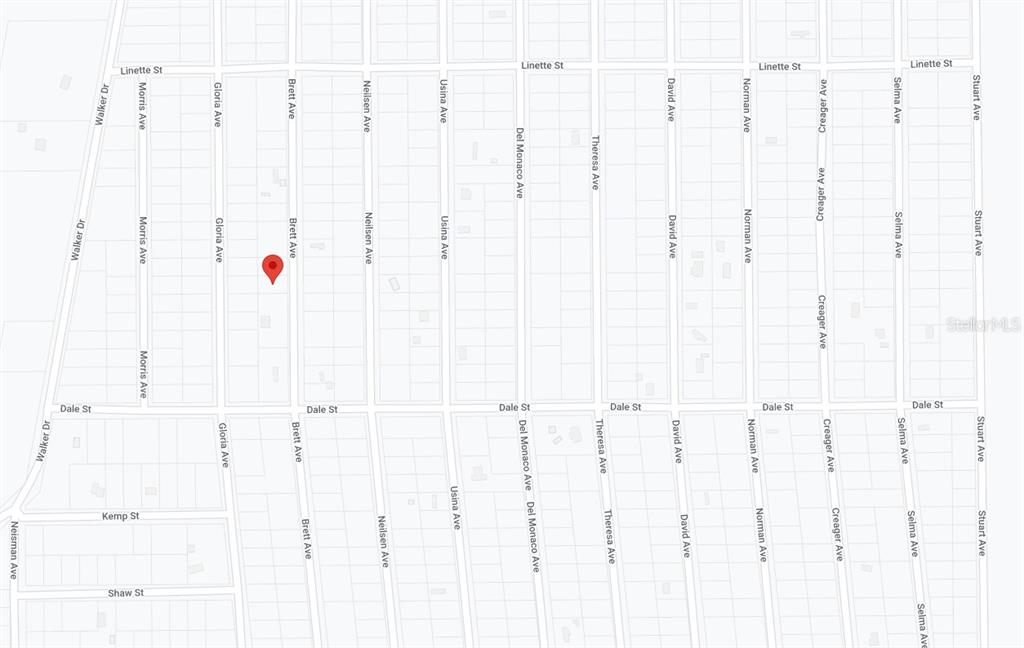 This is a map showing street layouts and a red location marker — 713 BRETT AVENUE, INTERLACHEN, FL