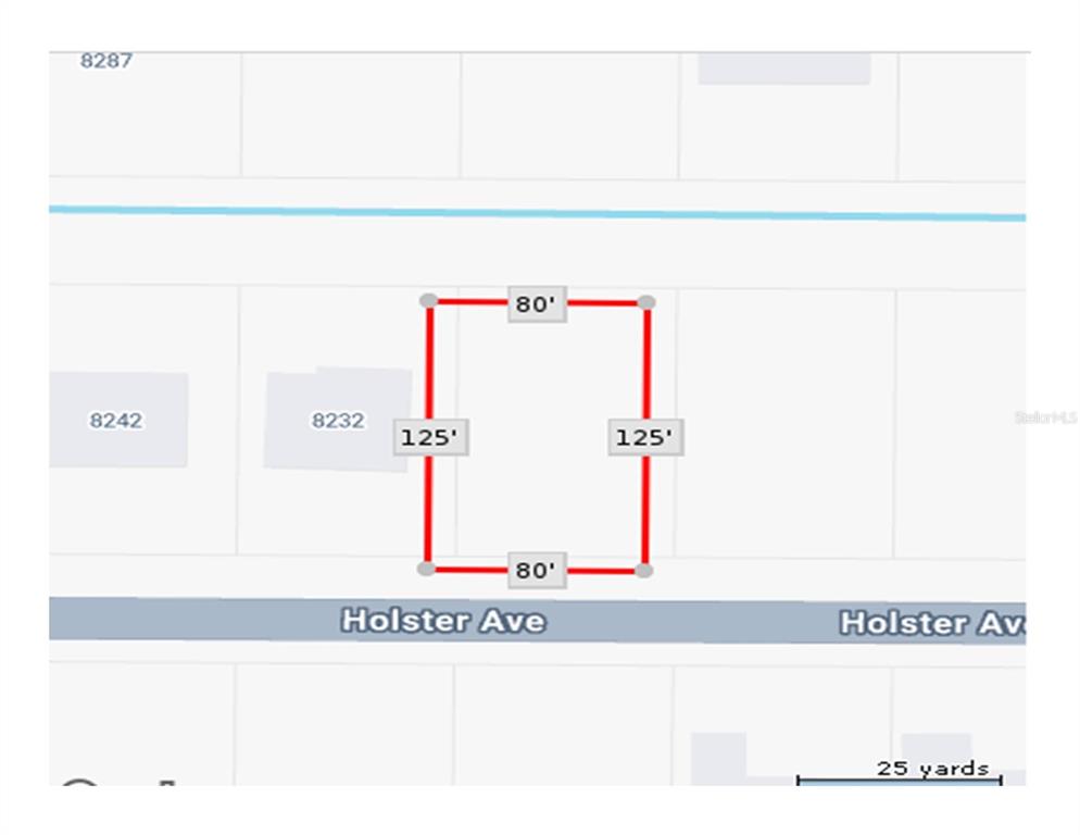 This is a map showing the rectangular dimensions of a property lot on Holster Avenue — HOLSTER AVENUE, NORTH PORT, FL