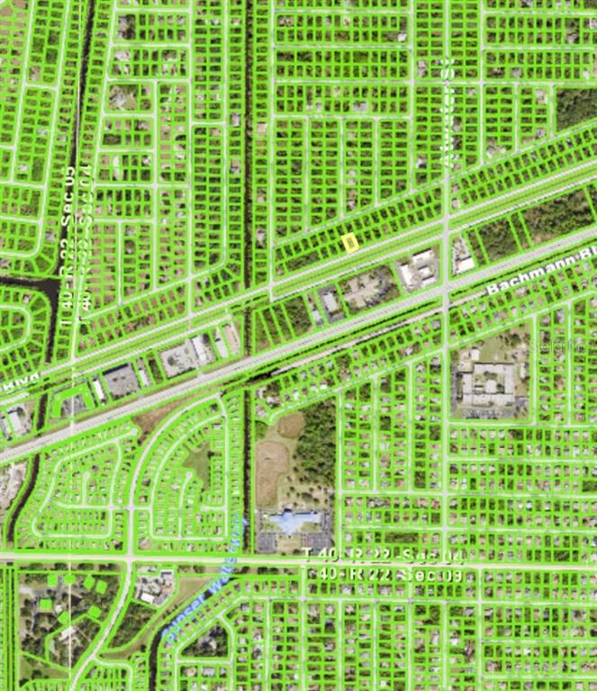 This is a satellite map view showing a highlighted rectangular lot within a residential neighborhood — 20238 KENILWORTH BOULEVARD, PORT CHARLOTTE, FL