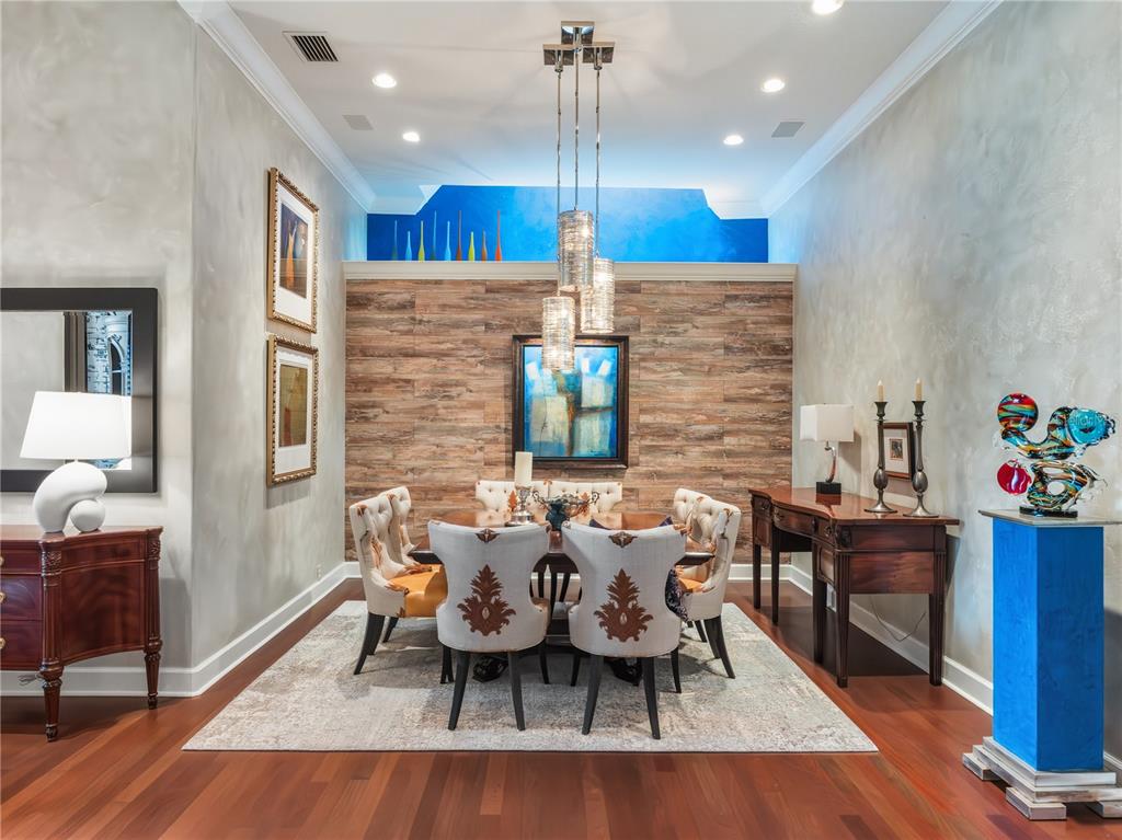 A wood-paneled home office features a coffered ceiling, built-in bookshelves, and floral armchairs — 16211 VILLARREAL DE AVILA, TAMPA, FL