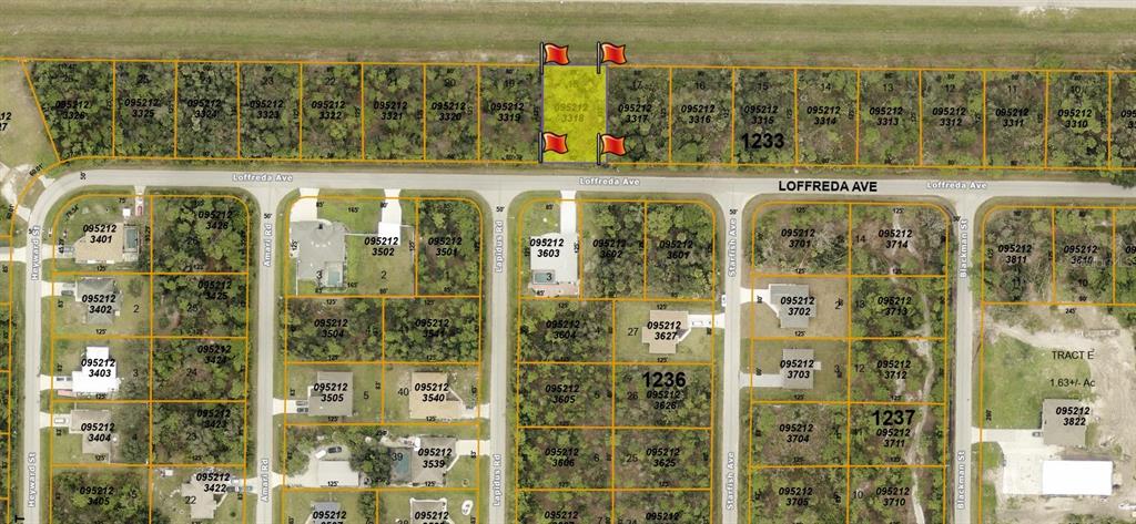 This is a map showing residential lots and streets in a suburban neighborhood — LOFFREDA AVENUE, NORTH PORT, FL