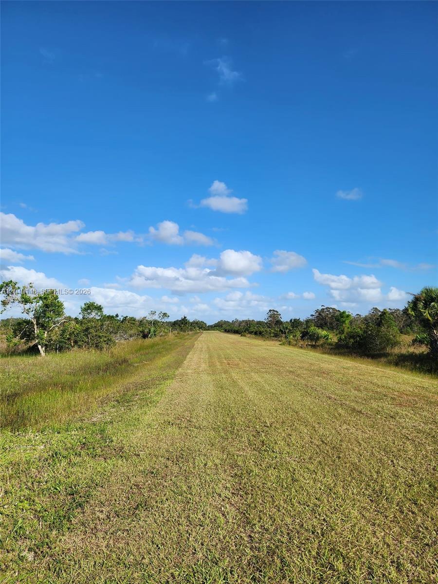 A wide, mowed grassy path stretches through an open field under a blue sky — 18717 NW 258 st, Okeechobee FL 34972, OKEECHOBEE, FL