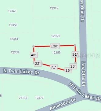 This is a map showing the property boundaries and dimensions of a residential lot — 12359 LOS OLAS DRIVE, PUNTA GORDA, FL