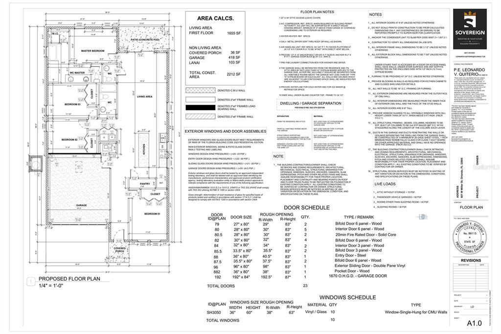 This is a floor plan for a residential home featuring three bedrooms and a garage — 601 W MILLER STREET, ORLANDO, FL