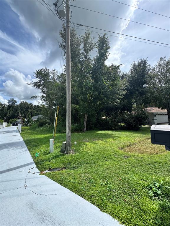 A grassy, tree-lined vacant lot features a utility pole and a paved driveway — 0 TIFFANY COURT, KISSIMMEE, FL