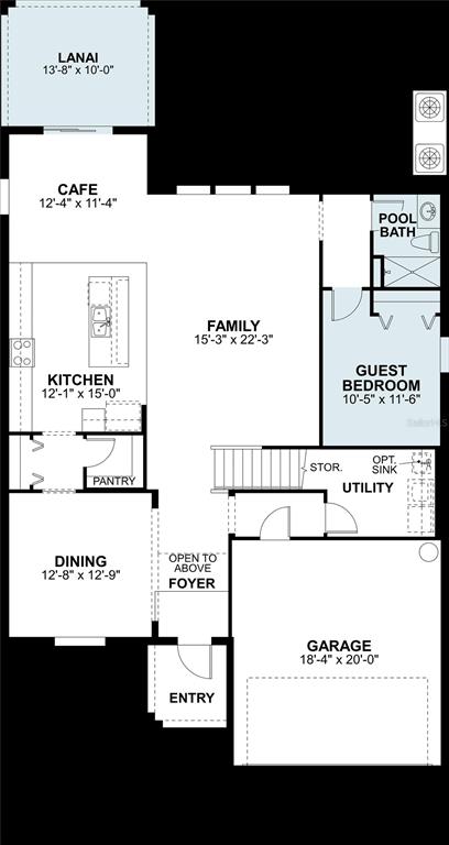 This is a floor plan for the first level of a residential home — 4567 LAKE FOX DRIVE, LAKELAND, FL