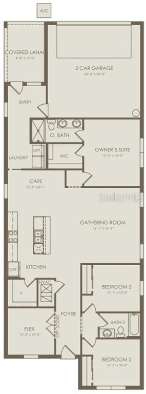 This is a floor plan for a single-story home with three bedrooms and a garage — 4697 SUNNY CITRUS LANE, CLERMONT, FL