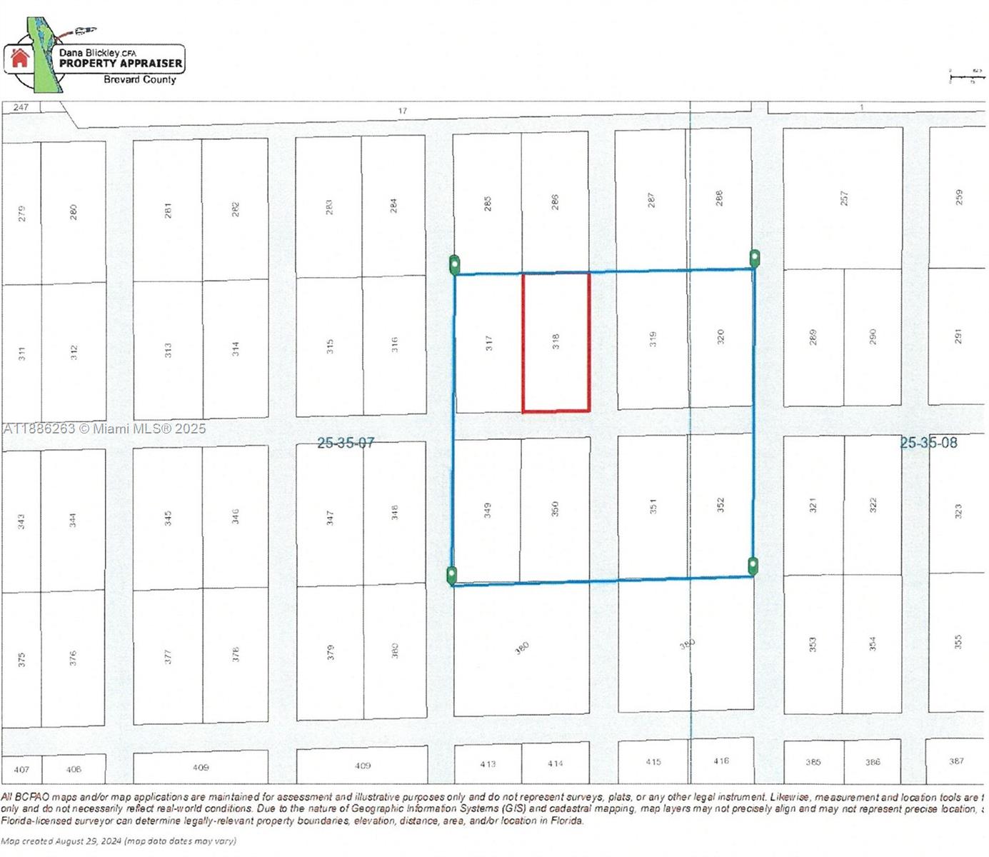 This is a property tax map showing parcel boundaries and lot numbers in Brevard County — OTHER CITY - IN THE STATE OF FLORIDA, FL