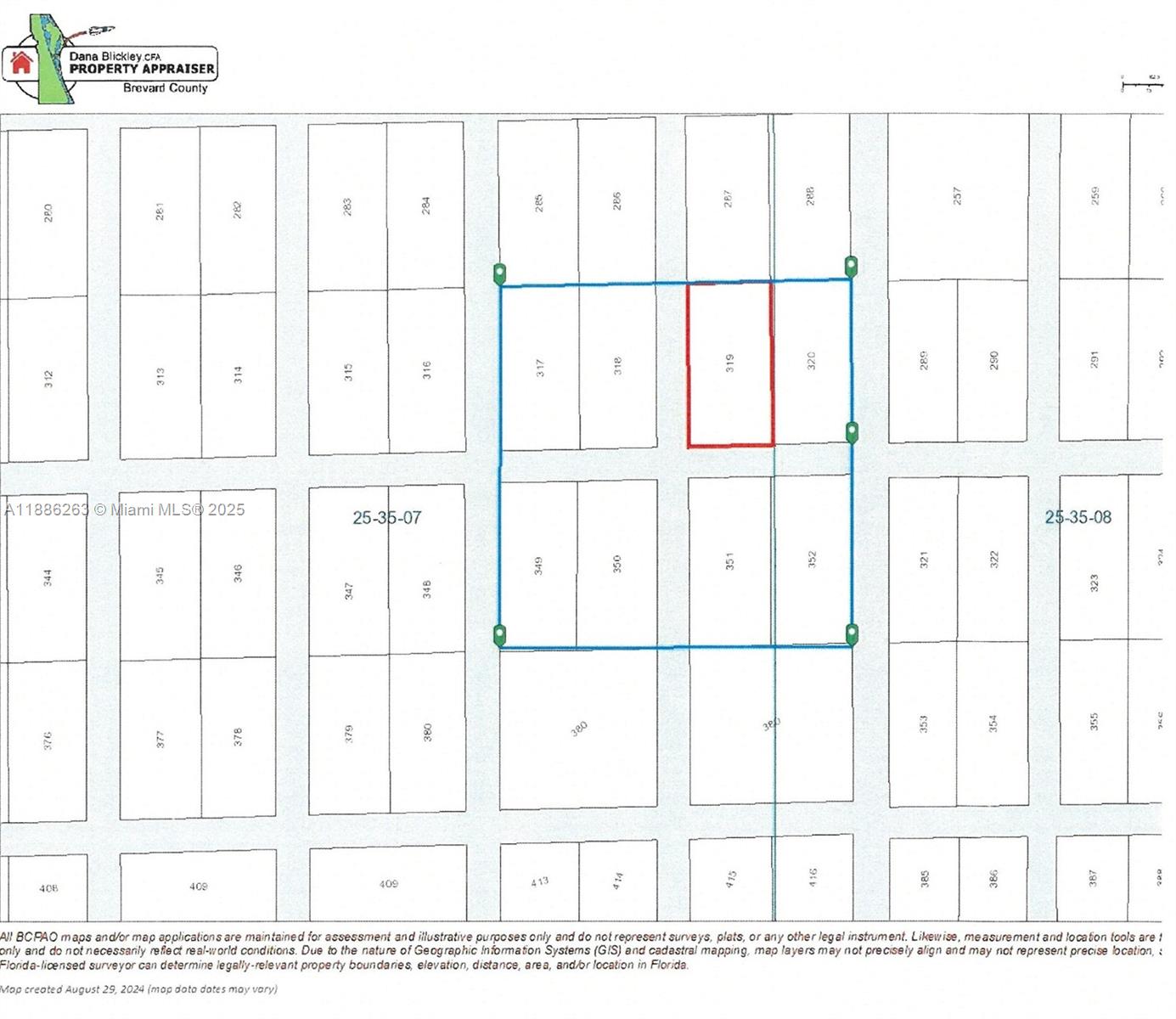 This is a property tax map showing numbered land parcels in Brevard County, Florida — OTHER CITY - IN THE STATE OF FLORIDA, FL