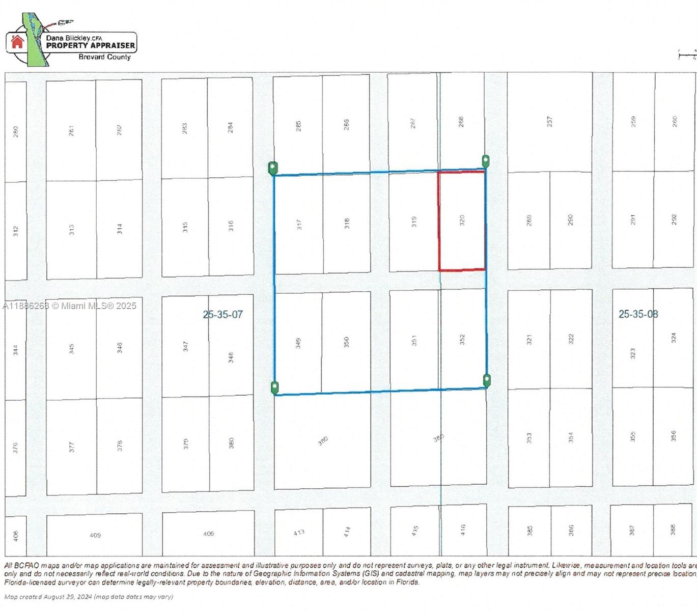 This is a property tax map showing parcel boundaries and lot numbers in Brevard County — OTHER CITY - IN THE STATE OF FLORIDA, FL