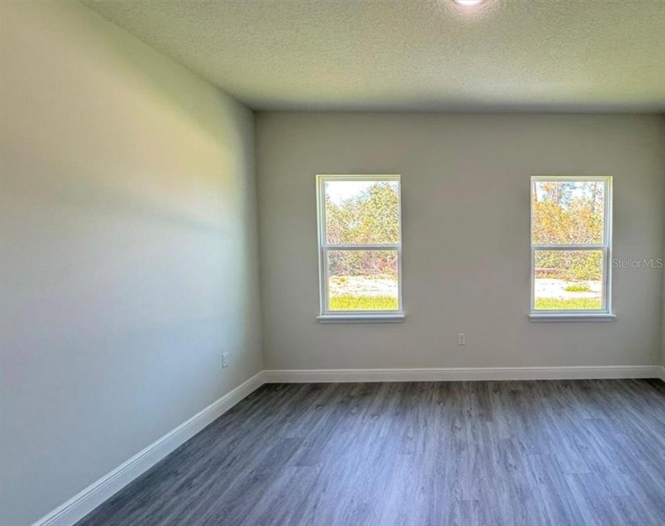 An empty room with light gray walls, wood-look flooring, and two windows — 2500 SW 156TH LANE ROAD, OCALA, FL