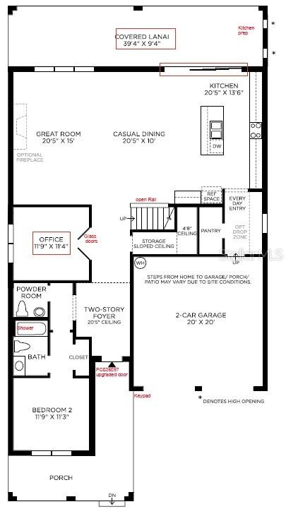 This is a floor plan for the first level of a residential home — 12928 WESTHAVEN OAK DRIVE, WINTER GARDEN, FL