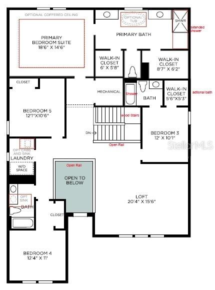 This is a floor plan for the second level of a house featuring five bedrooms — 12928 WESTHAVEN OAK DRIVE, WINTER GARDEN, FL