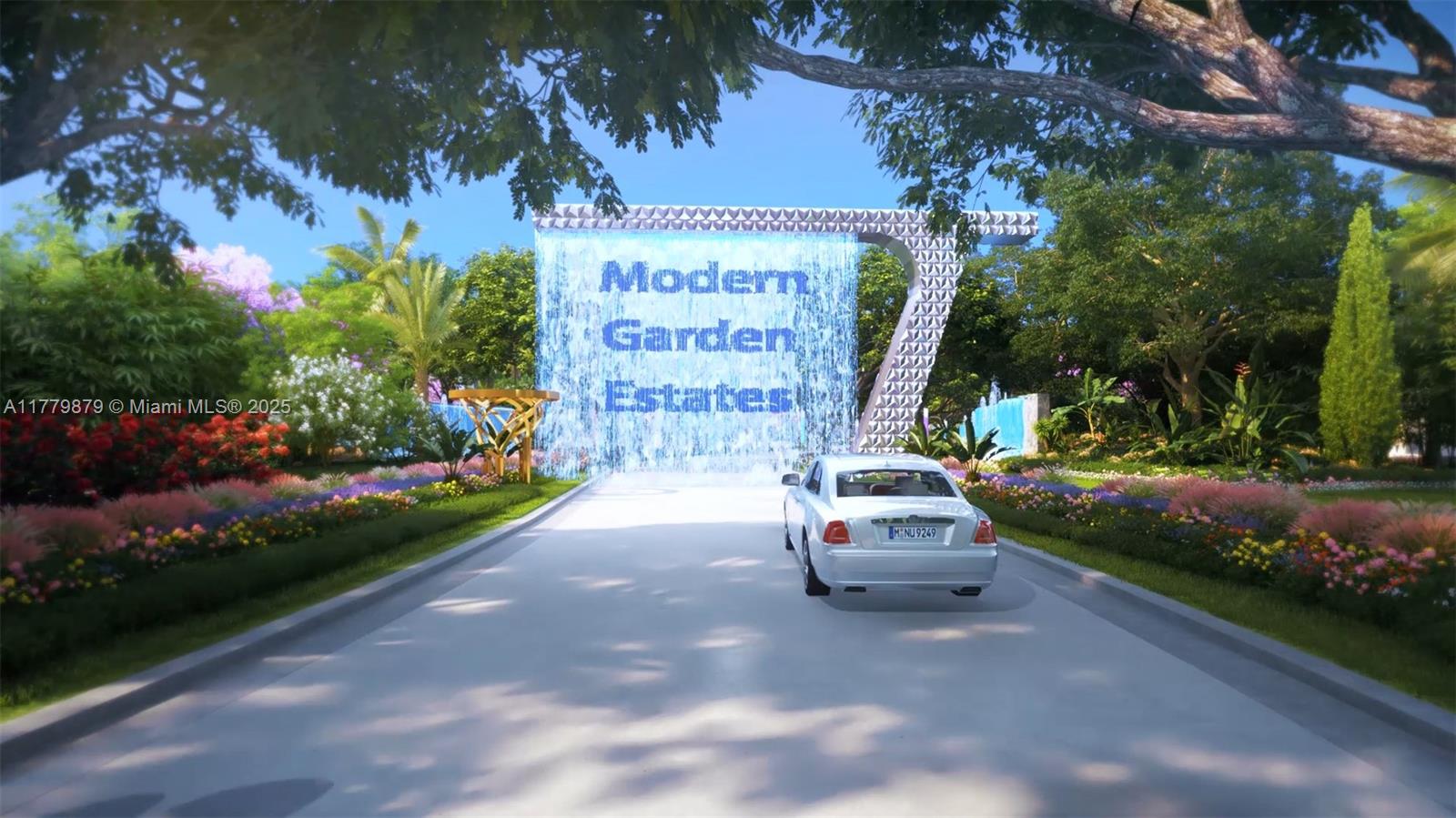 This is a rendering of an entrance gate featuring a waterfall and landscaping — 15313 Persimmon Ave, Delray Beach FL 33446, DELRAY BEACH, FL
