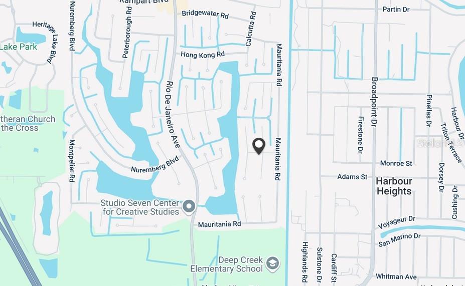 This image is a map showing the location of a property in a residential neighborhood — 2355 PRAGUE LANE, PUNTA GORDA, FL